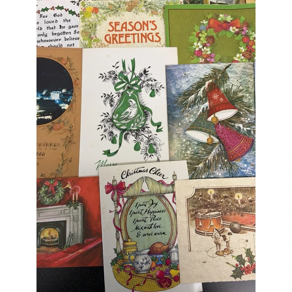Vintage Christmas Cards Fronts ONLY Traditional Scrapbooking Decoupage Lot 50+